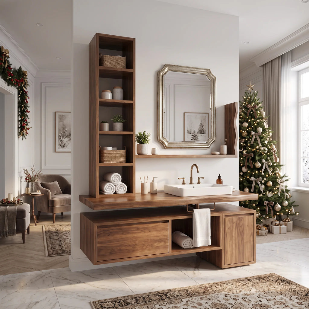 Handcrafted Scandinavian Christmas Floating Vanity Holiday Cottage SILDTTRBRV248
