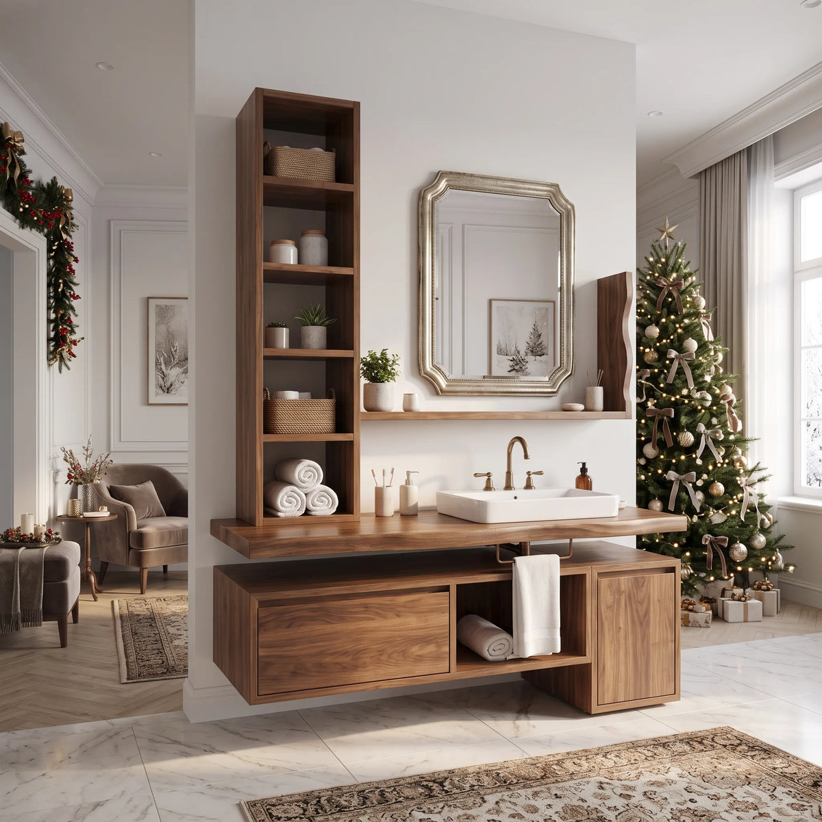 Handcrafted Scandinavian Christmas Floating Vanity Holiday Cottage SILDTTRBRV248