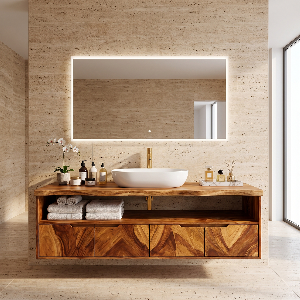 Mediterranean Floating Bathroom Cabinet Villa Bathroom SILDTTRBRV199