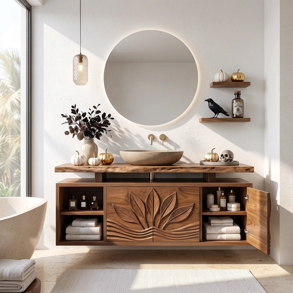 Handcrafted Organic Modern Pumpkin Bathroom Vanity Spa Retreat SILDTTRBRV232