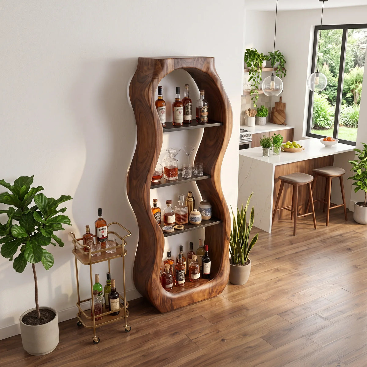 Handcrafted Sculptural Liquor Cabinet Modern Cafe SILDTTRBCA011