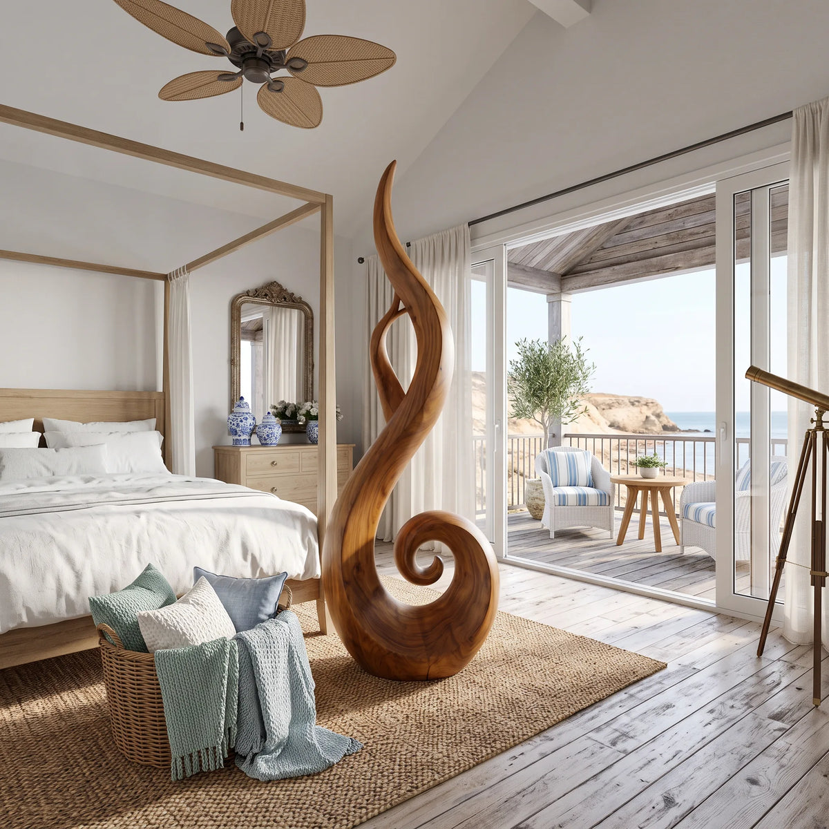 Handcrafted Spiral Wood Sculpture For Luxury Foyer Home Decor SILDTTRAS045