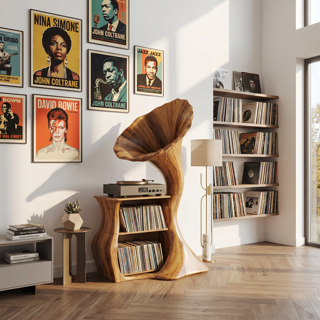Handcrafted Record Player Stand For Livingroom Decor SILDTTRRPT007