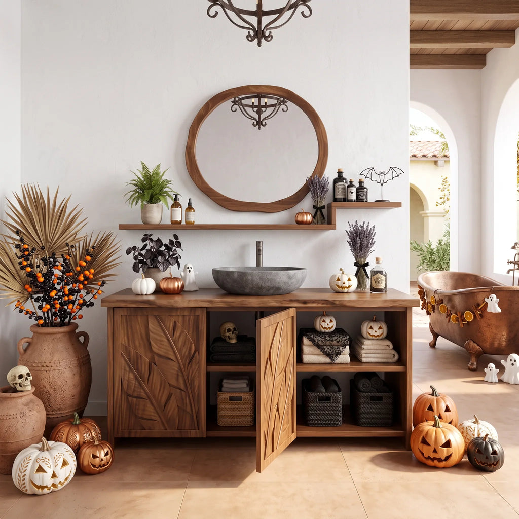 Handcrafted Rustic Pumpkin Bathroom Vanity Wellness Suite SILDTTRBRV236