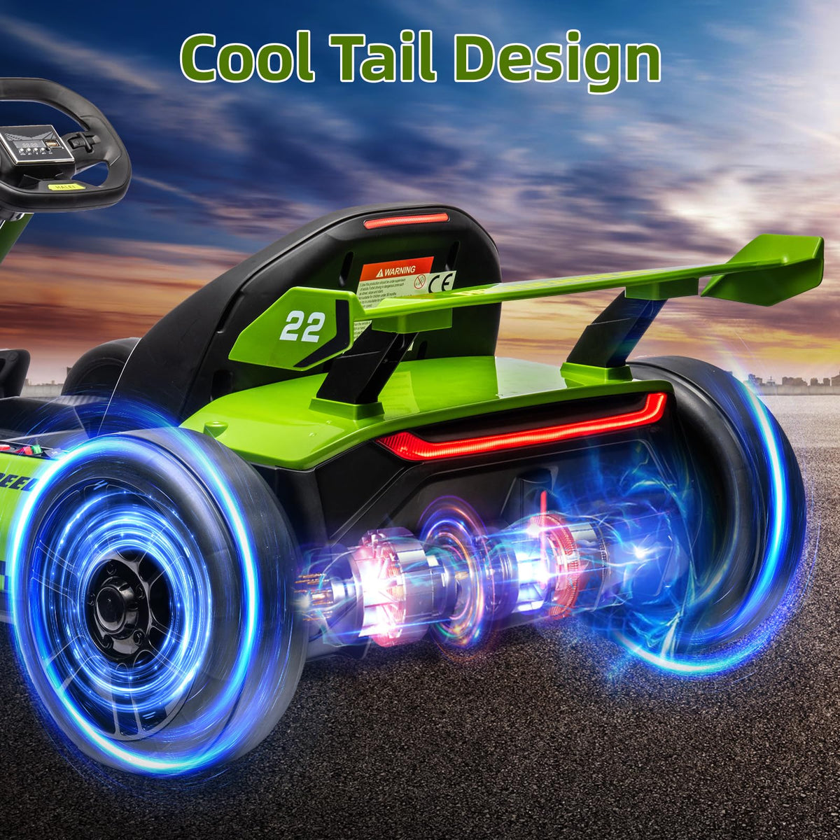 24V Electric Go Kart With 300W Motor, EVA Tire, Green