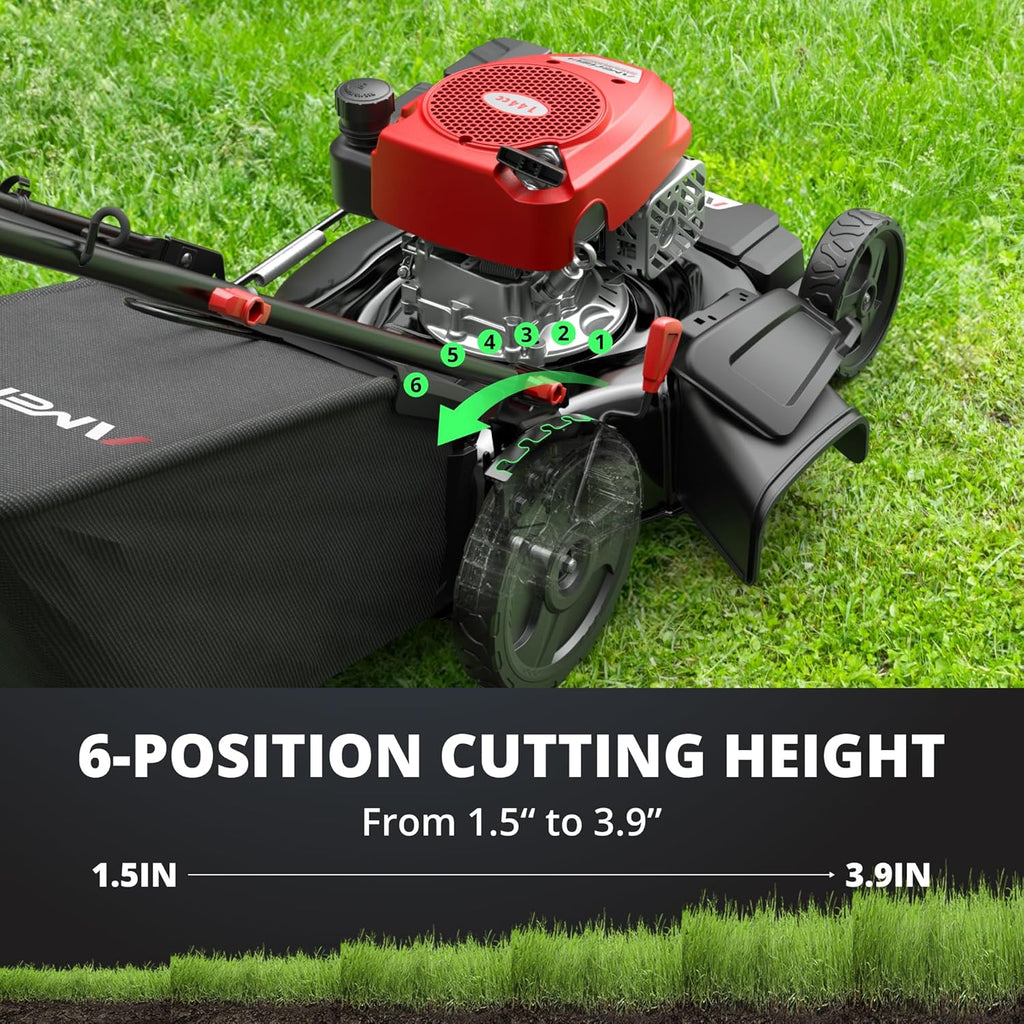 AMERISUN 21 Inch Steel Deck Gas Push Lawn Mower, 144cc 4-Stroke Engine, 3-in-1 - 144cc 3in1 Push