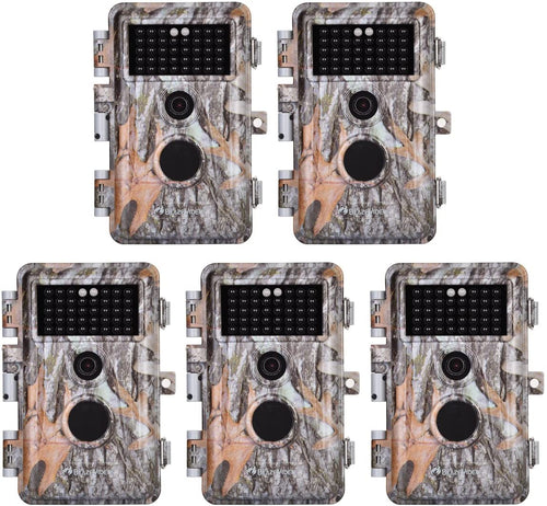 5-Pack Game & Deer Trail Cameras, 16MP 1920x1080P Video, Camo