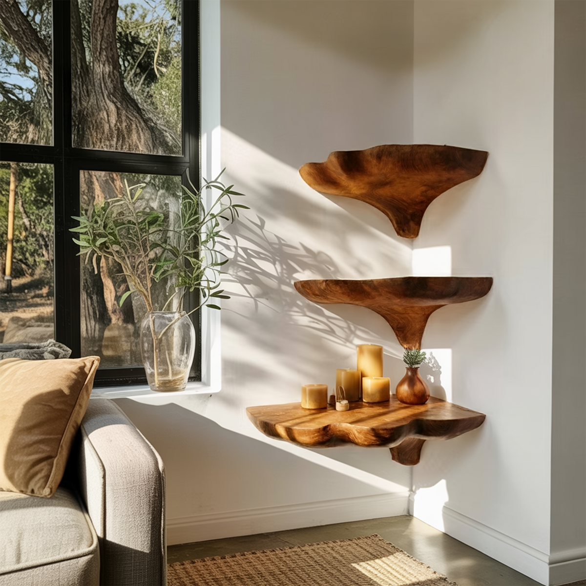 Handcrafted Wooden Mushroom Shelf For Entryway And Furniture Decor SILDTTNCMS020