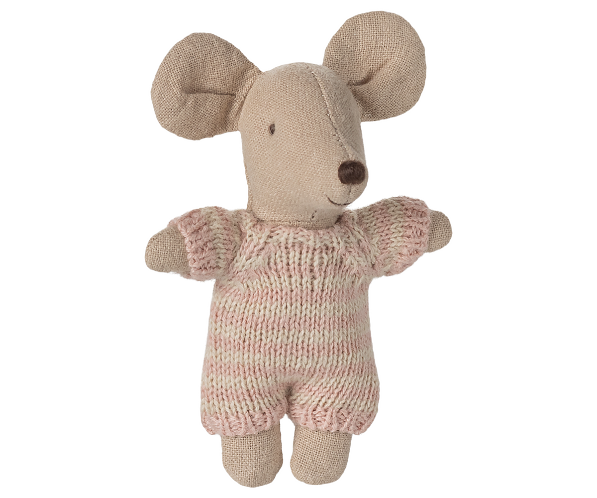 Baby mouse in carry cot - Rose