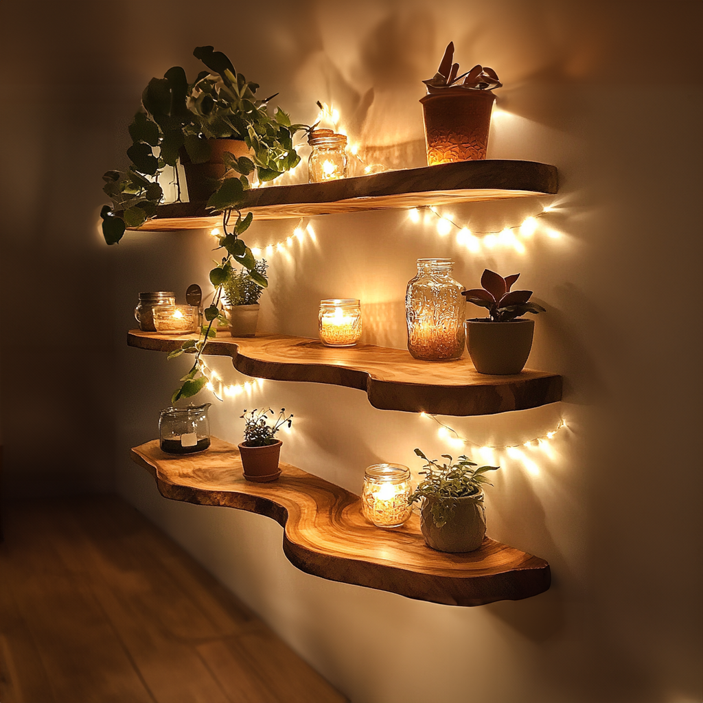 Farmhouse Floating Shelves Live Edge SINLFL043
