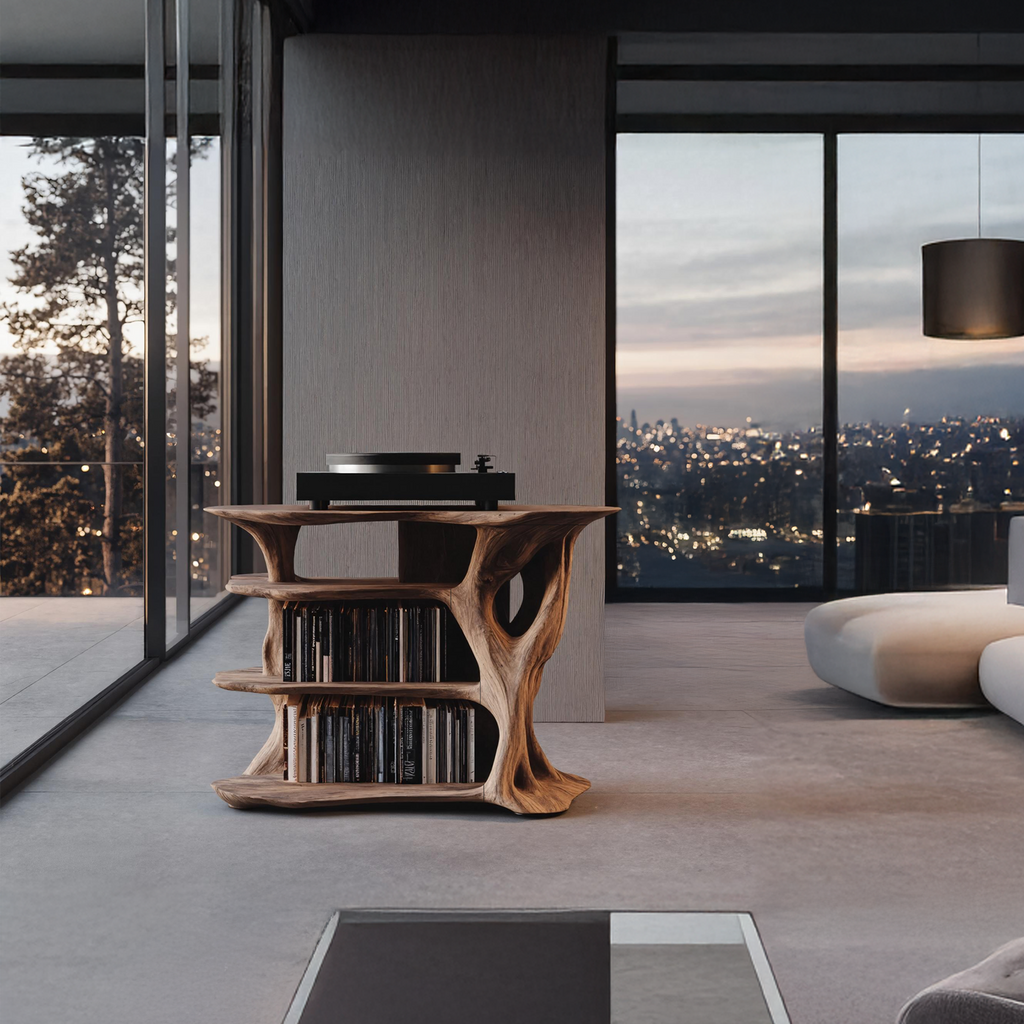 Handcrafted Vinyl Stand With Storage For Bedroom SILDTTRRPT027