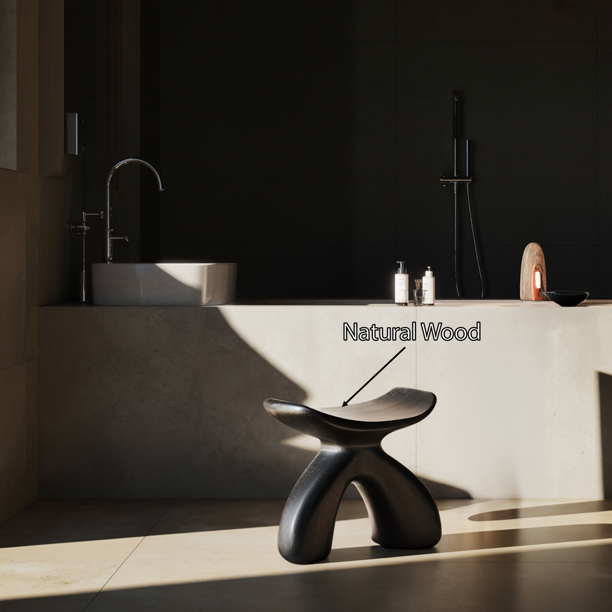Handcrafted Shower Stool For Wooden Bathroom Style SILDTTRSB005