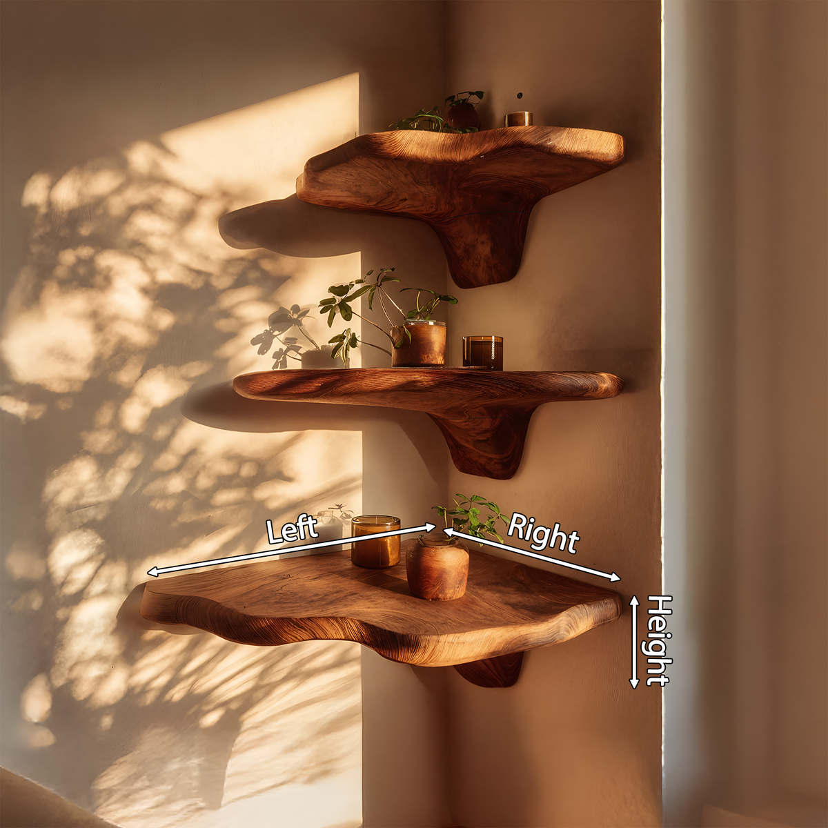 Handcrafted Wooden Live Edge Mushroom Shelf For Modern Furniture Decor SILDTTNCMS016
