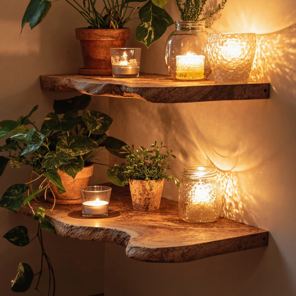 Handmade Rustic Wooden Floating Shelf SINLFL048