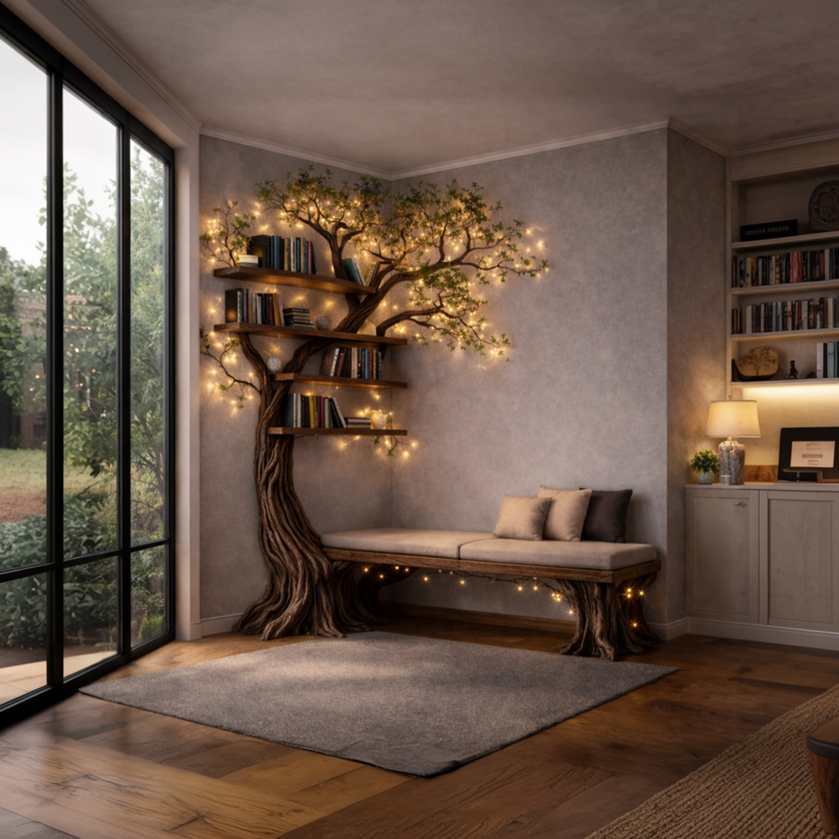 Handcrafted Tree Storage Bench Living Room Interior Architectural Decor SINLKITB655