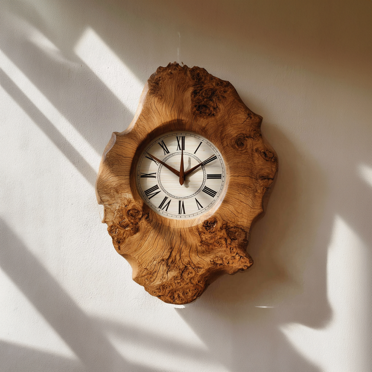 Handcrafted Organic Wood Wall Clock Kitchen Or Dining Room SINLKICK001
