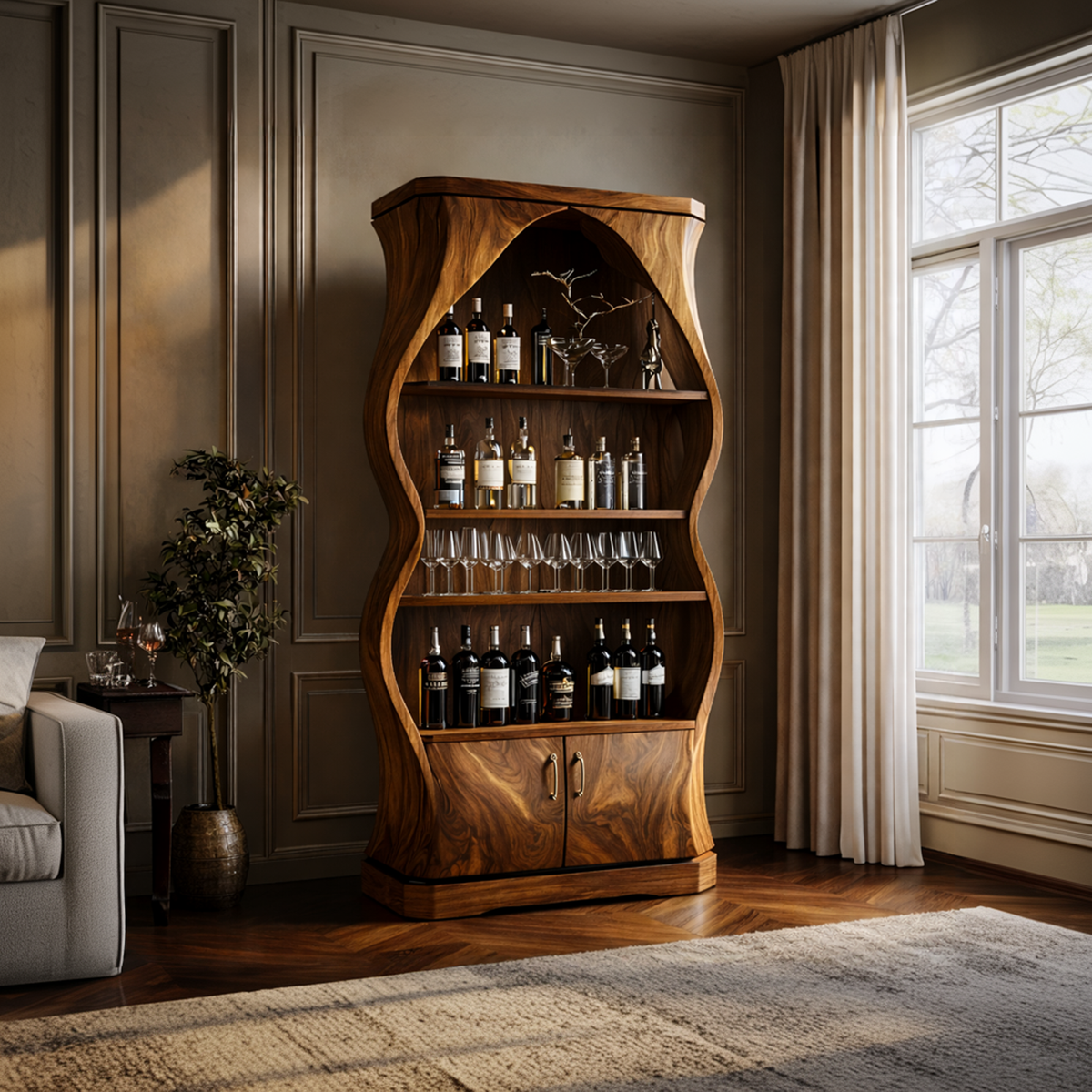 Artisan Solid Wood Wine Cabinet Dining Room SINLKISC454