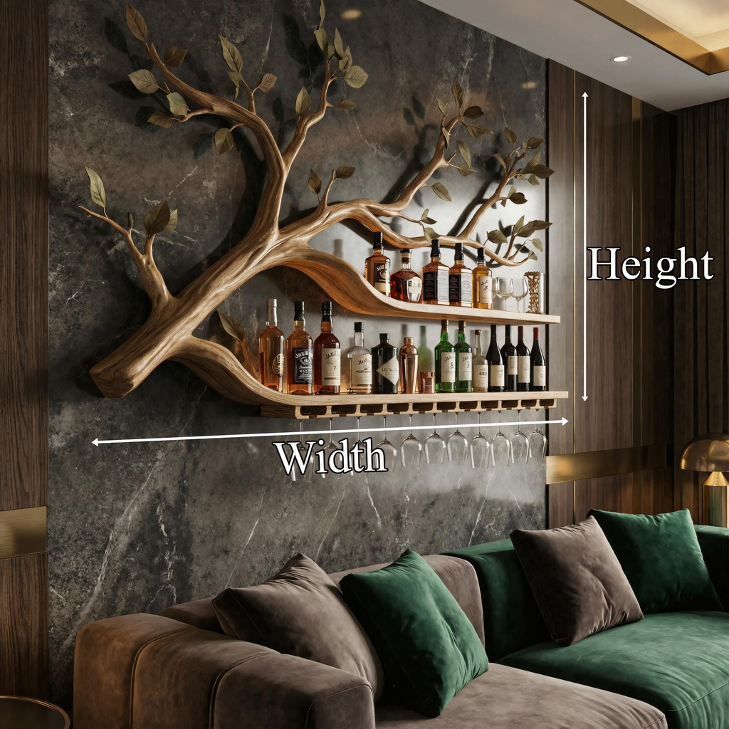 Farmhouse Wooden Wine Rack Wall Mounted Shelf For Kitchen Dining Room Home Bar SINLKIWR010