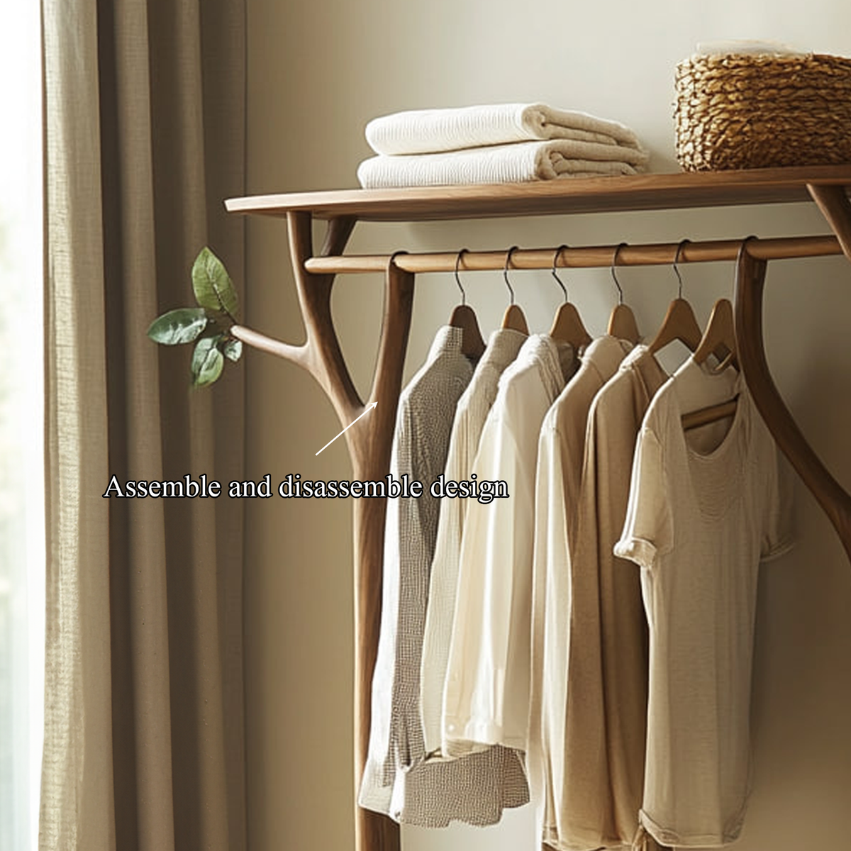 Handcrafted Solid Wood Tree Rack Organic Bedroom SINLKITCR049