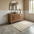 Bohemian Solid Wood Bathroom Vanity Leaf Carved Storage Cabinet SINLKIBRV280