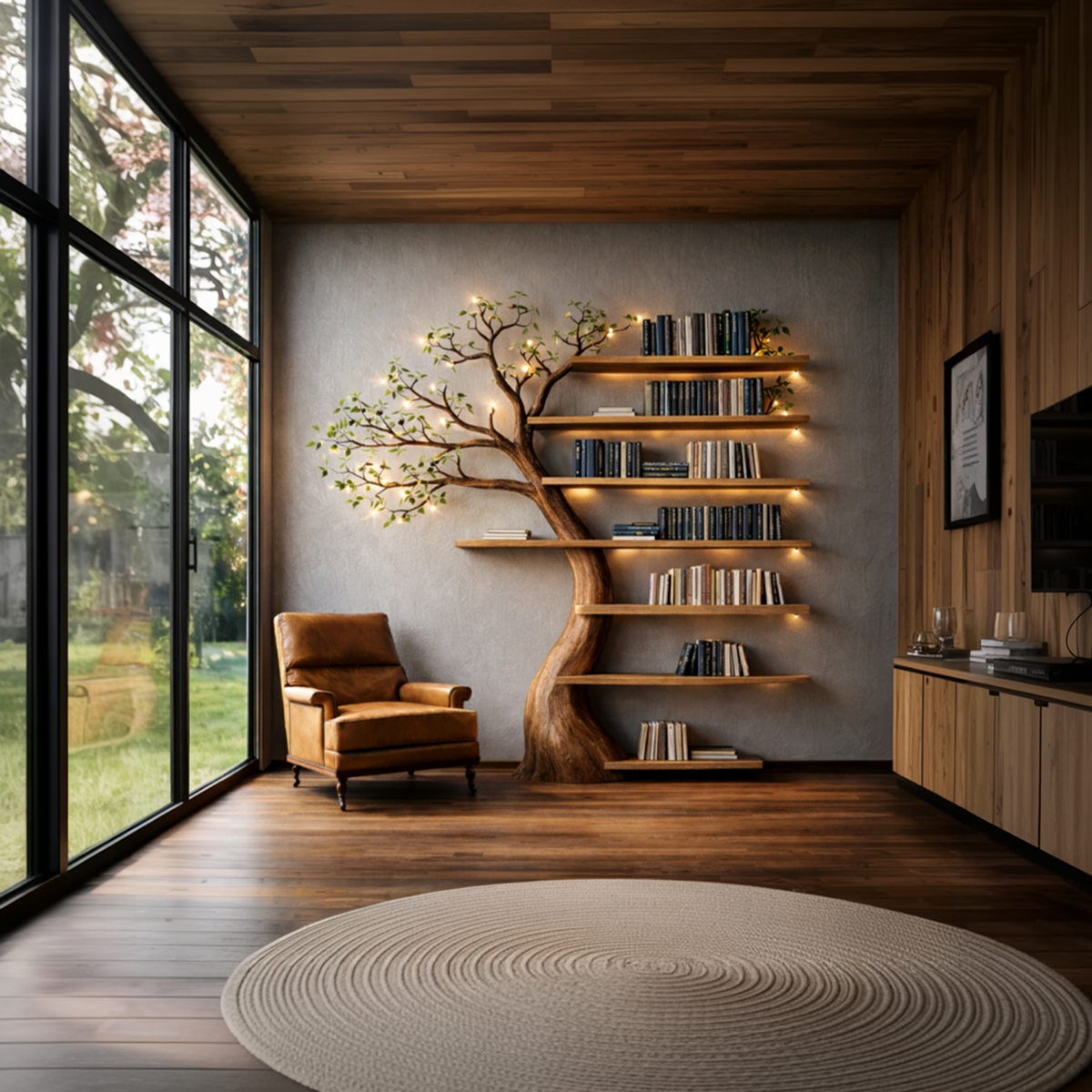 Handcrafted Tree Bookshelf Living Room Interior Sculptural Wall Display SINLKITB672