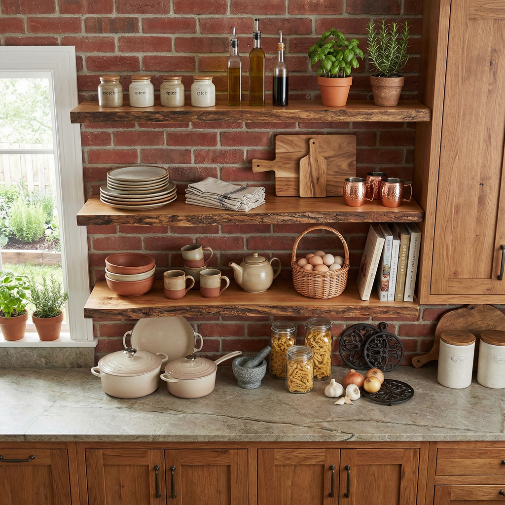 Industrial Rustic Floating Wall Shelves Solid Wood SINLKIFL493