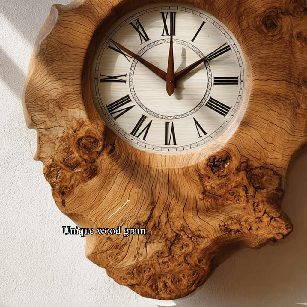 Handcrafted Organic Wood Wall Clock Kitchen Or Dining Room SINLKICK001