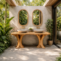 Luxury Live Edge Solid Wood Bathroom Vanity Organic Sculptural Base SINLKIBRV269