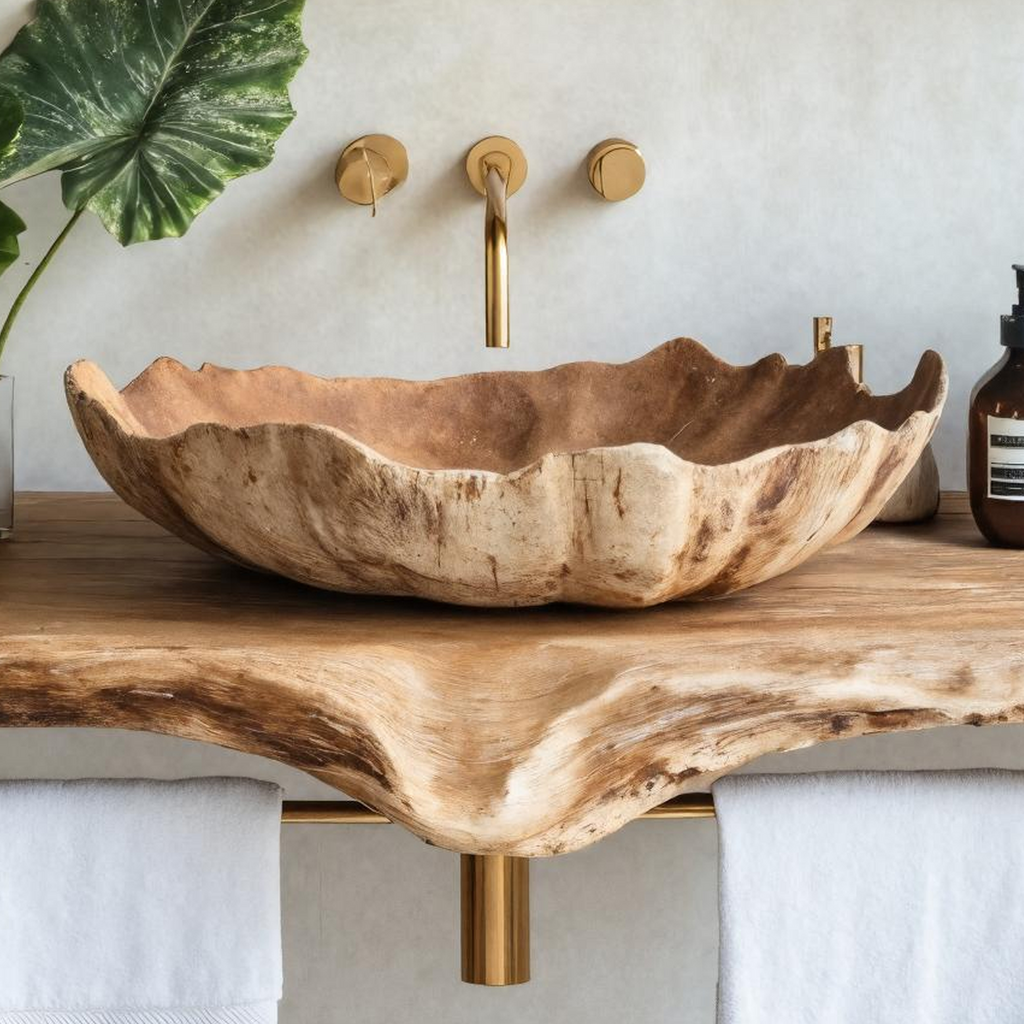 Farmhouse Wooden Vessel Sink For Bathroom Interior Design SILDTTRVS003