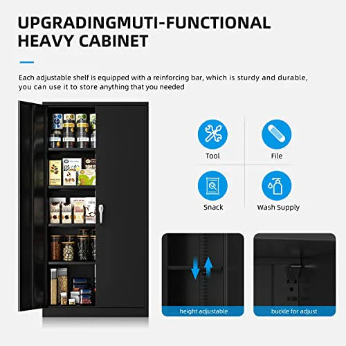 Atripark Metal Storage Cabinet With Lock, 72in Lockable Garage Tool Cabinet With Doors