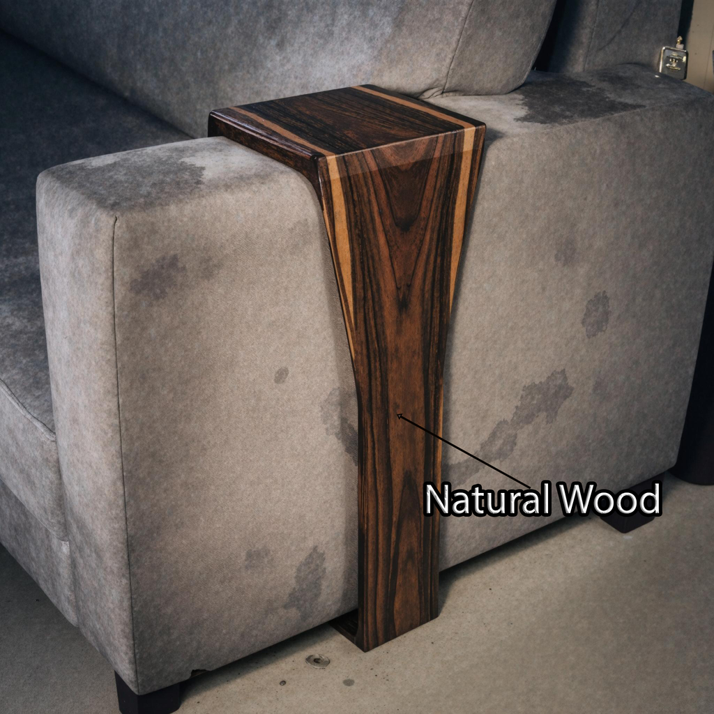 Handcrafted Solid Wood Armrest Table For Sofa Storage SILDTAR002