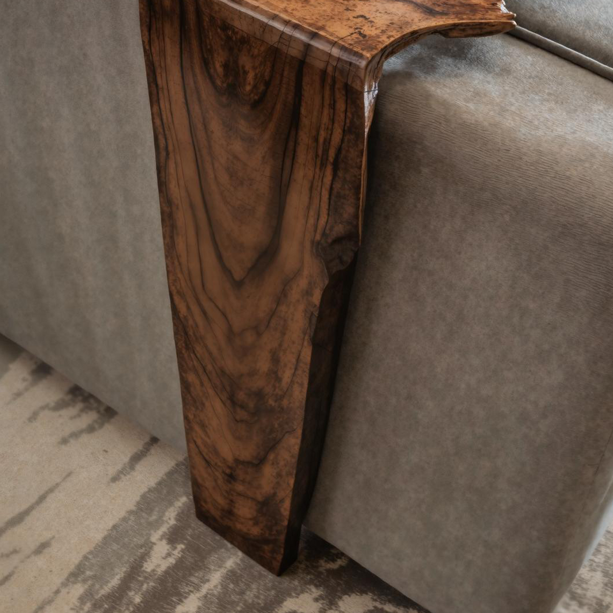 Handcrafted Sofa Armrest Table With Rustic Charm SILDTAR004