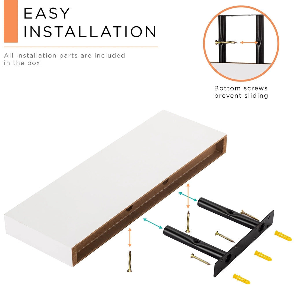 16 Inch Floating Wall Shelves, 3 Pack