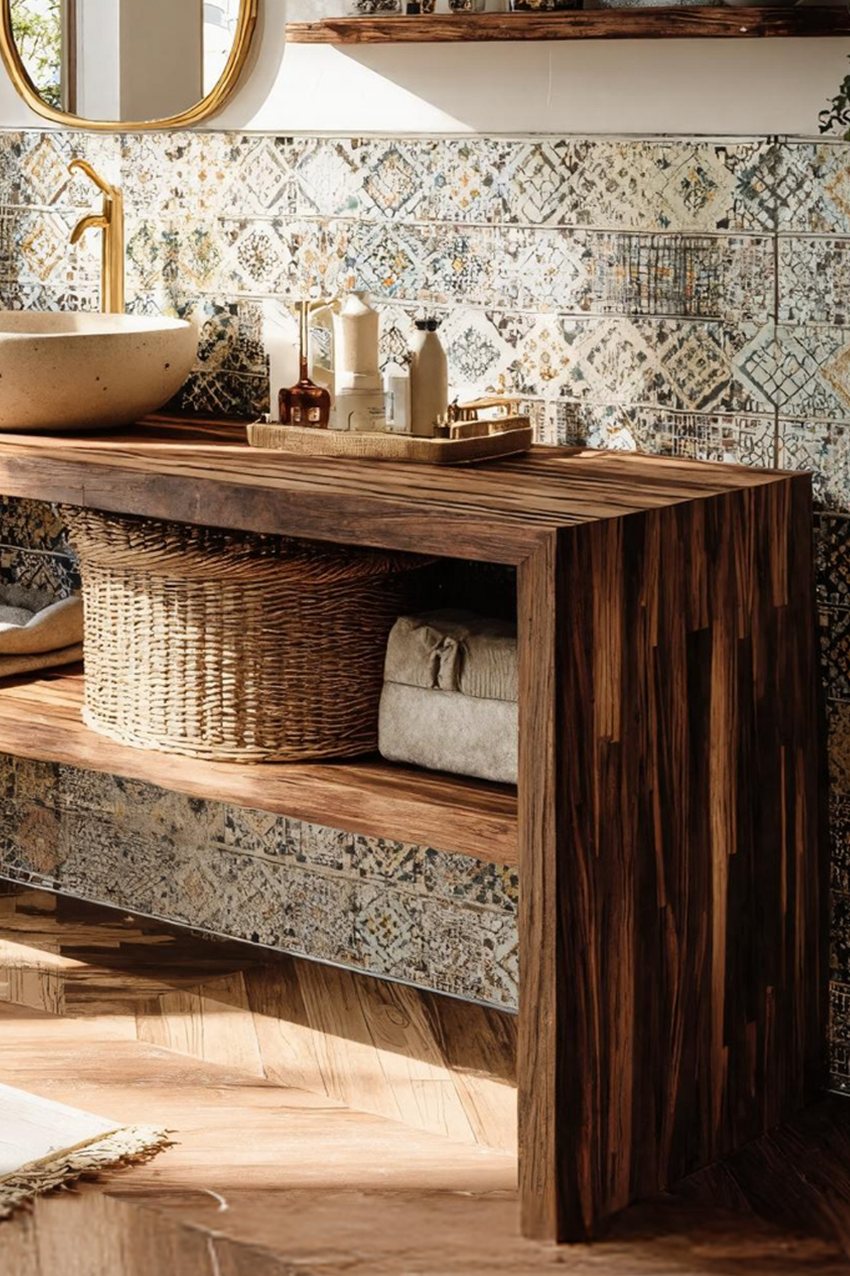 Live Edge Bathroom Storage Cabinet For Furniture Decor SILDTTRBRV043