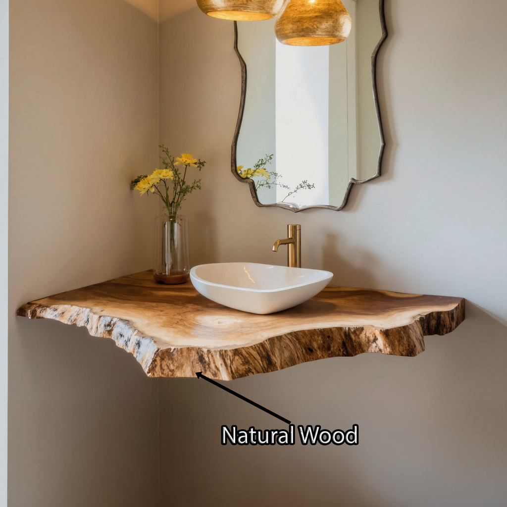 Handcrafted Rustic Bathroom Floating Shelf With Natural Wood Finish SILDTBRV111