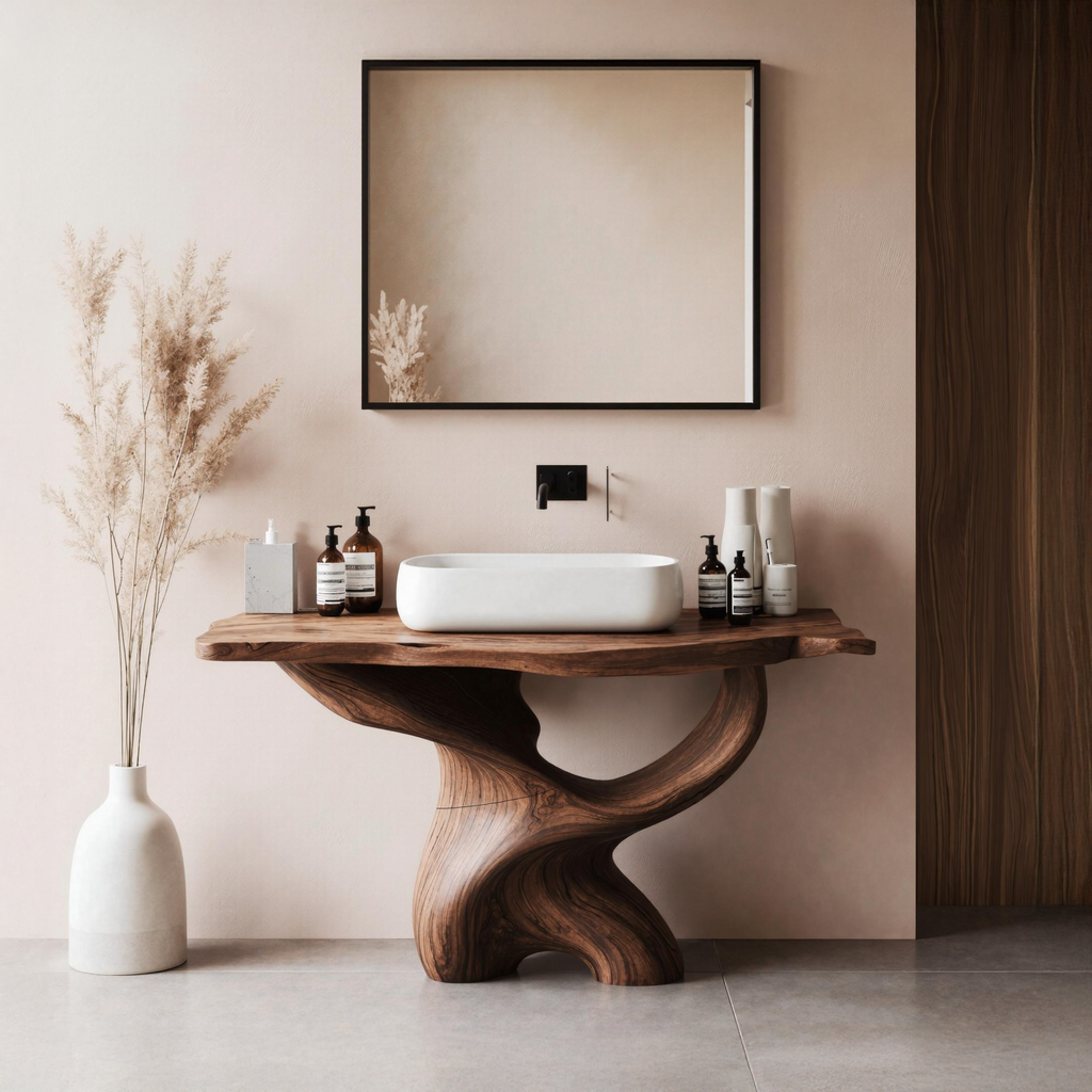 Handcrafted Live Edge Vanity For Luxury Bathroom SILDTTRBRV013