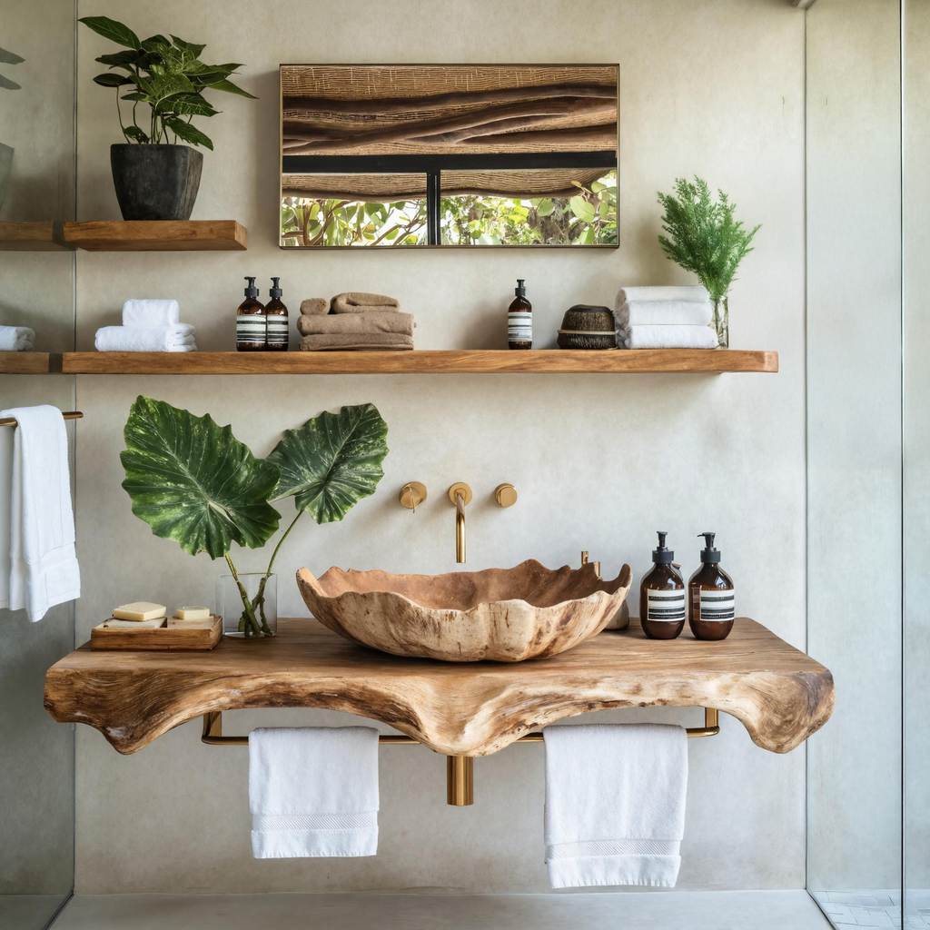 Farmhouse Wooden Vessel Sink For Bathroom Interior Design SILDTTRVS003
