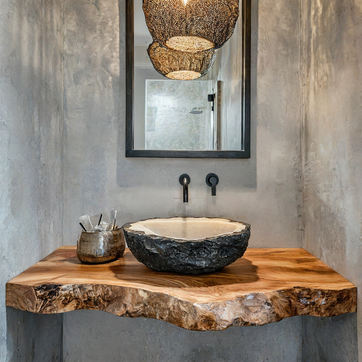 Handcrafted Solid Wood Vanity Unique Bathroom SILDTBRV201