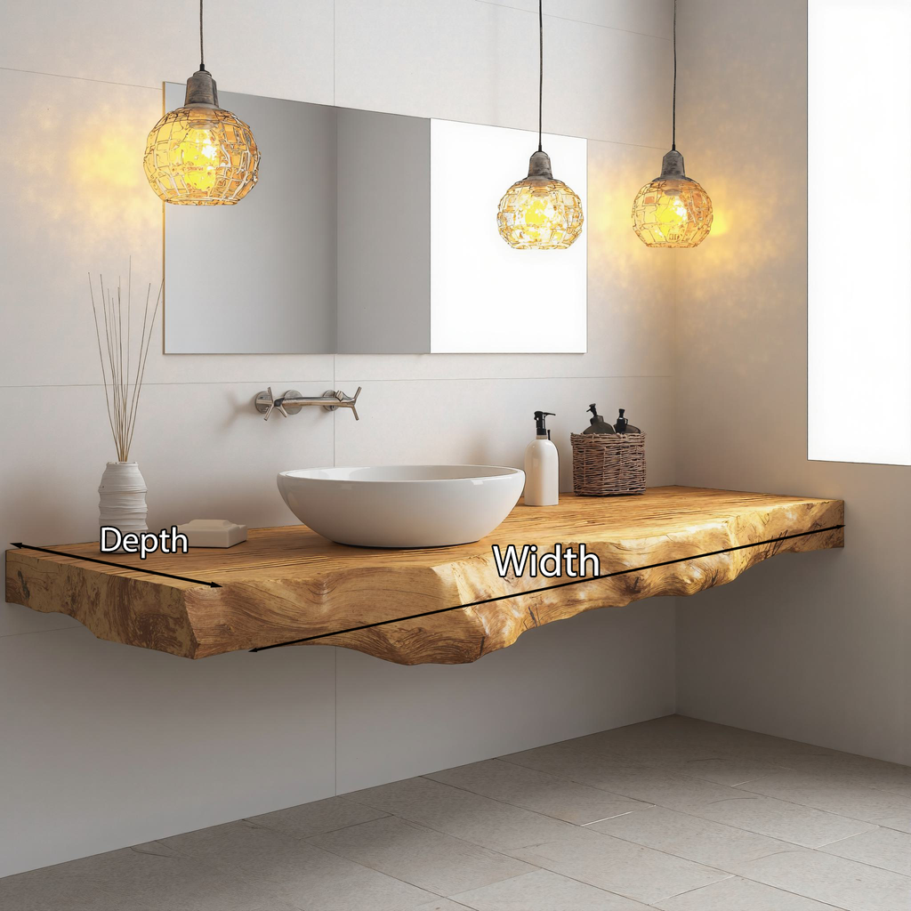 Farmhouse Floating Live Edge Vanity For Rustic Bathroom SILDTBRV229
