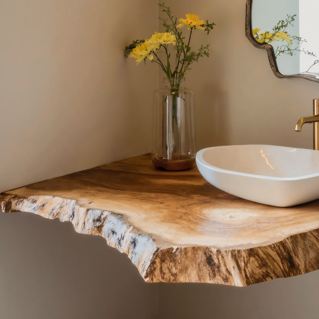 Handcrafted Rustic Bathroom Floating Shelf With Natural Wood Finish SILDTBRV111