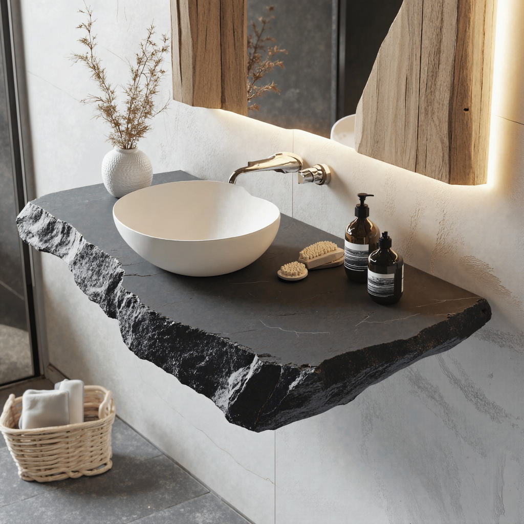 Floating Edge Bathroom Vanity Wood Shelf SILDTBRV039