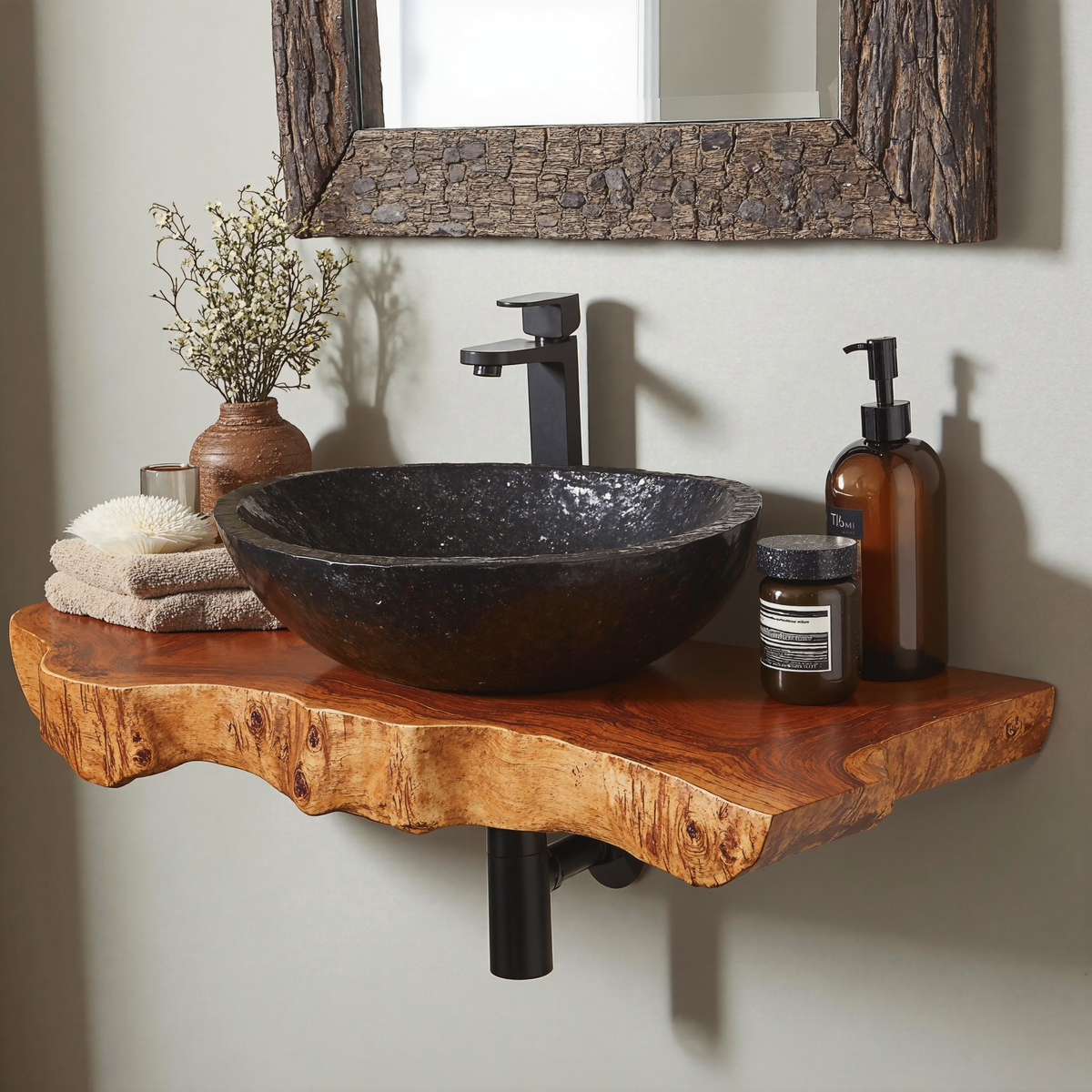 Floating Edge Bathroom Wood Shelf SILDTBRV041