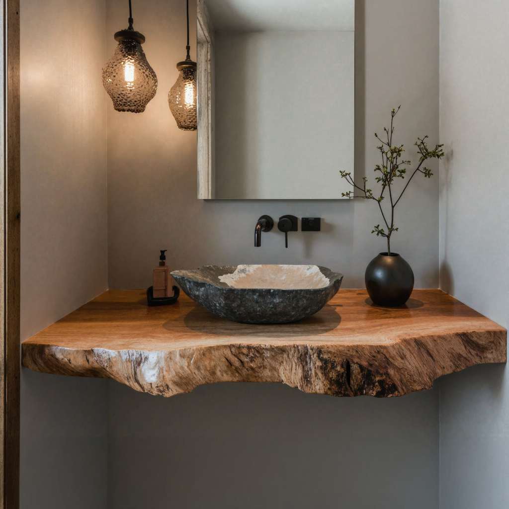 Farmhouse Wooden Bathroom Vanity Shelf For Any Rustic Home SILDTBRV118