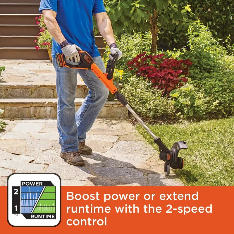 BLACK+DECKER 20V Max Cordless Trimmer/Edger With Easy Feed, 12-Inch, 2 Batteries - LSTE520