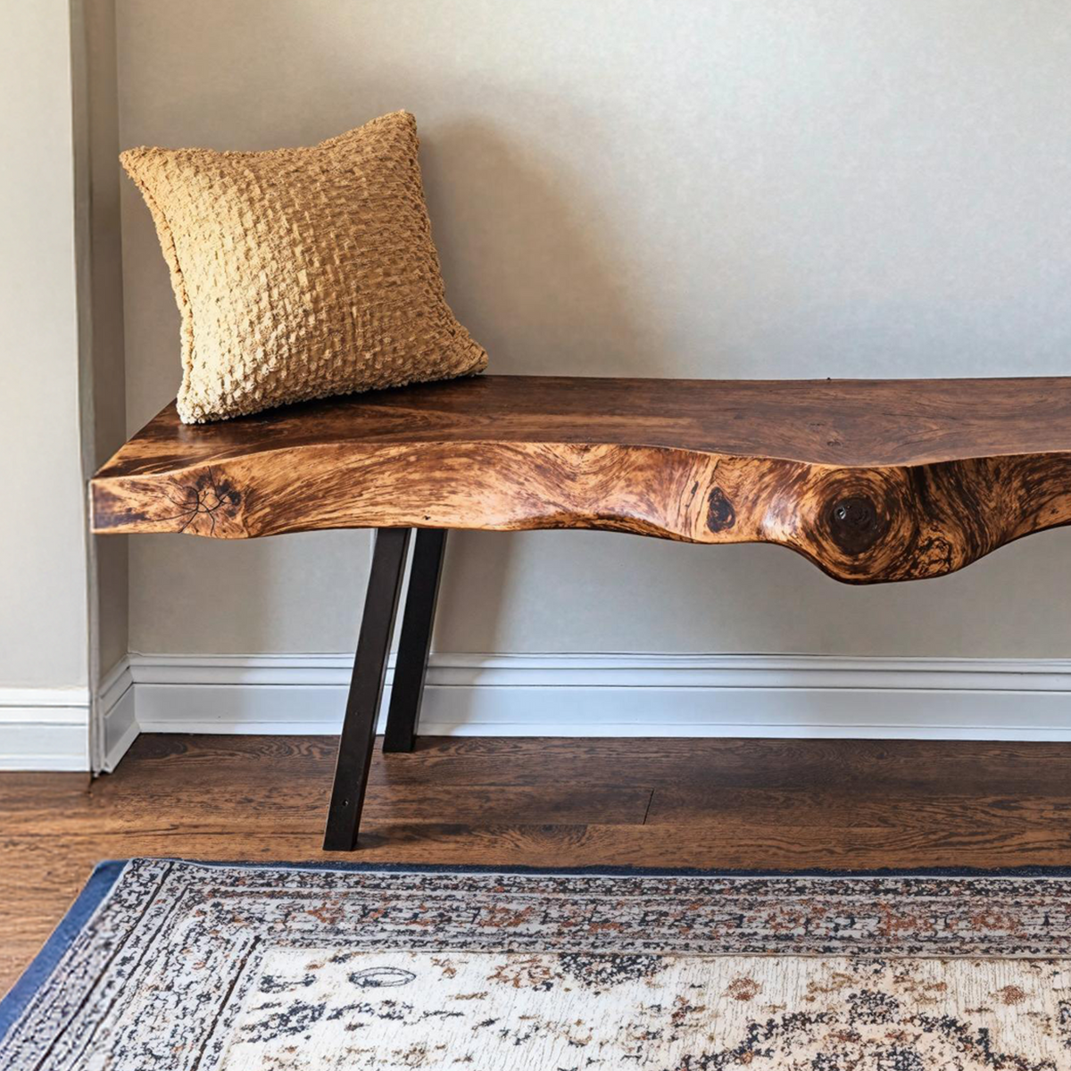 Handcrafted Rustic Wood Bench For Indoor Use SILDTWB003