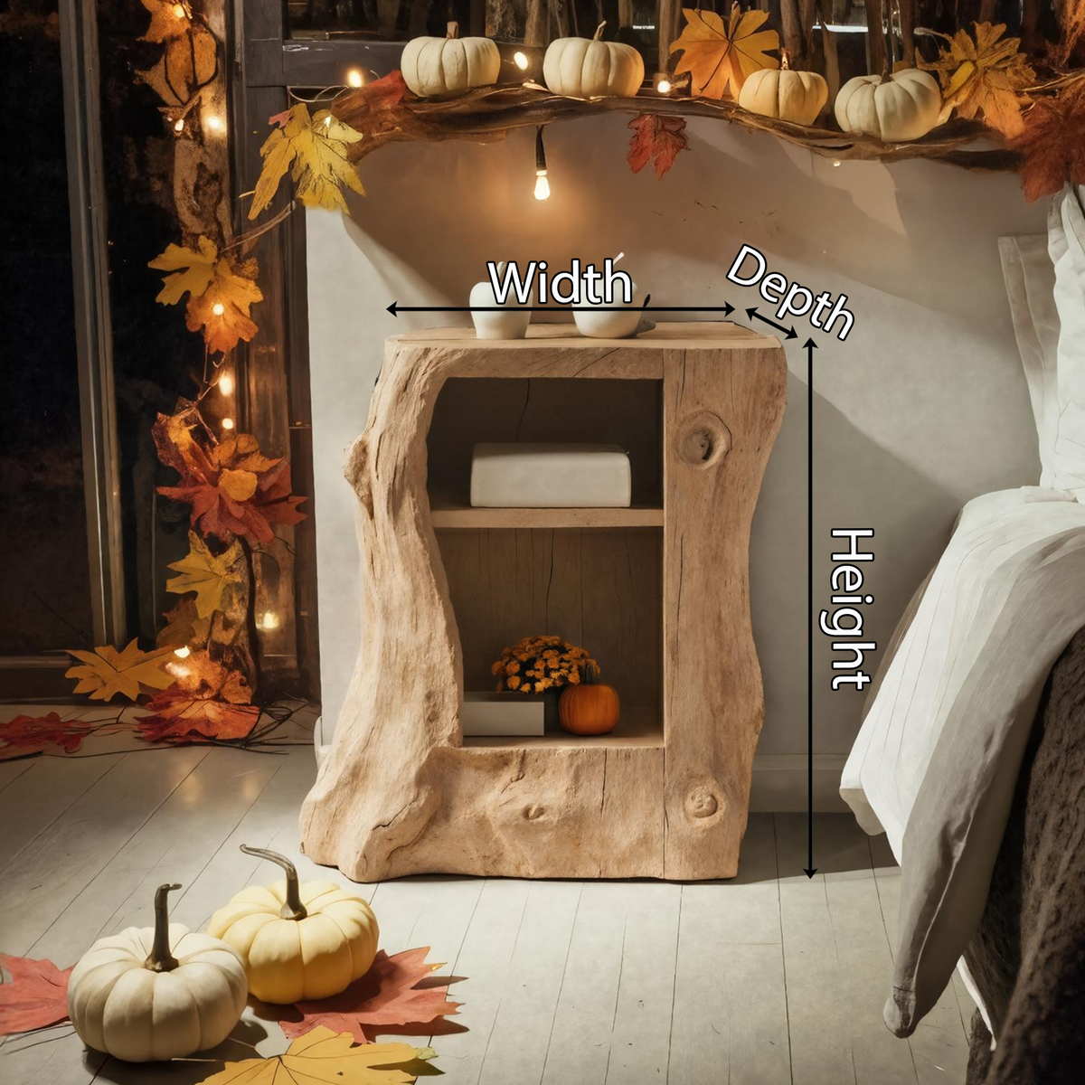 Handcrafted Solid Wood Nightstand For Bedroom Halloween Furniture SILDTTNHN002