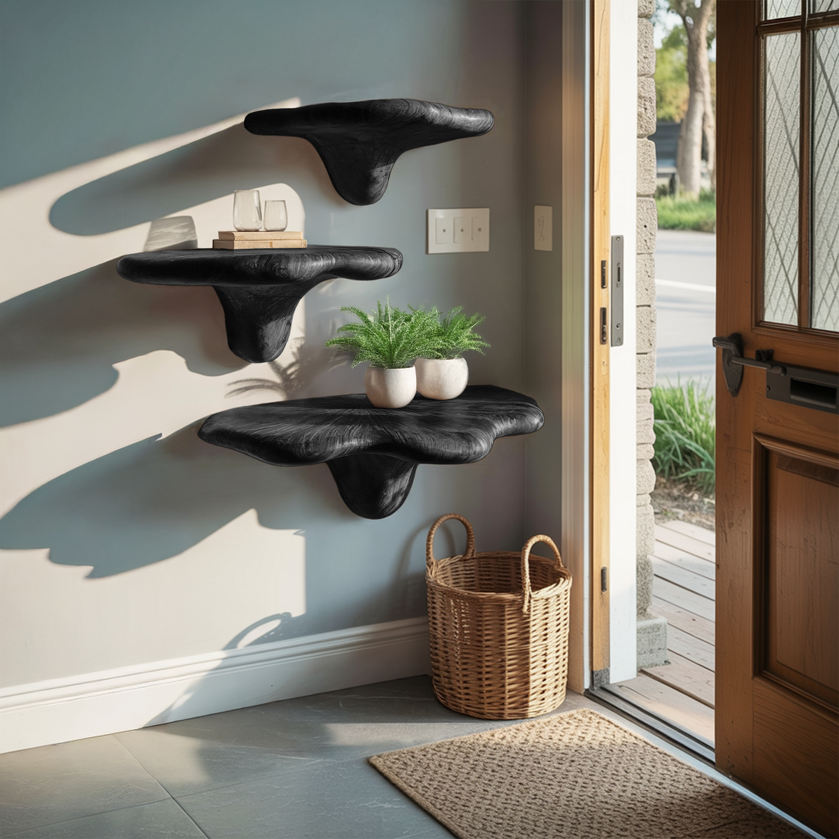 Farmhouse Live Edge Mushroom Shelf For Natural Furniture Decor Style SILDTTNMR006
