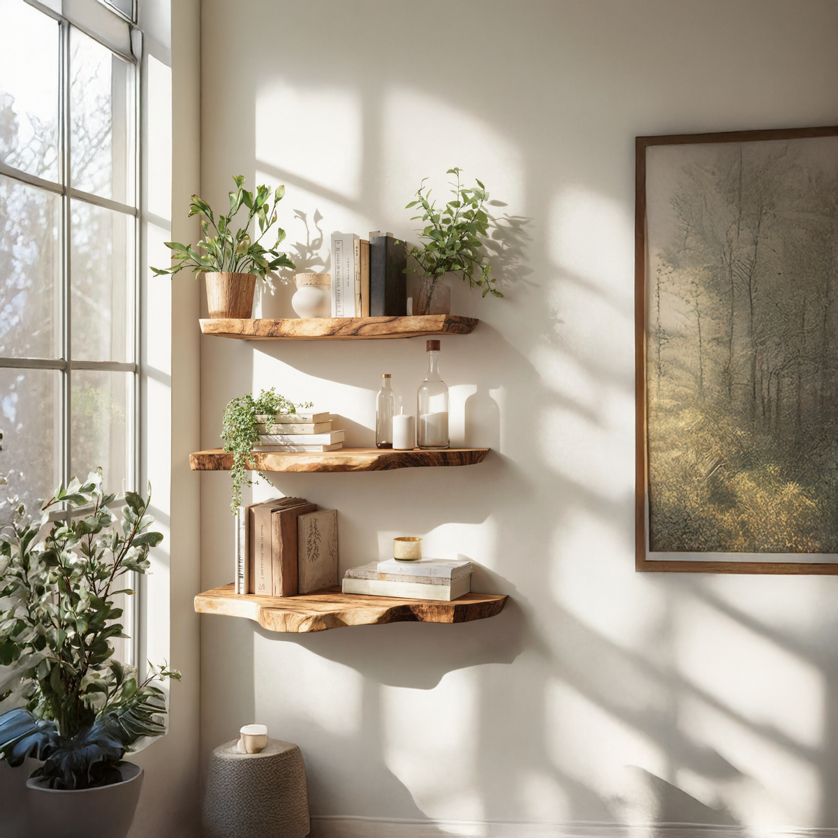 Handcrafted Live Edge Floating Bookshelf Furniture Decor SILDTFL157