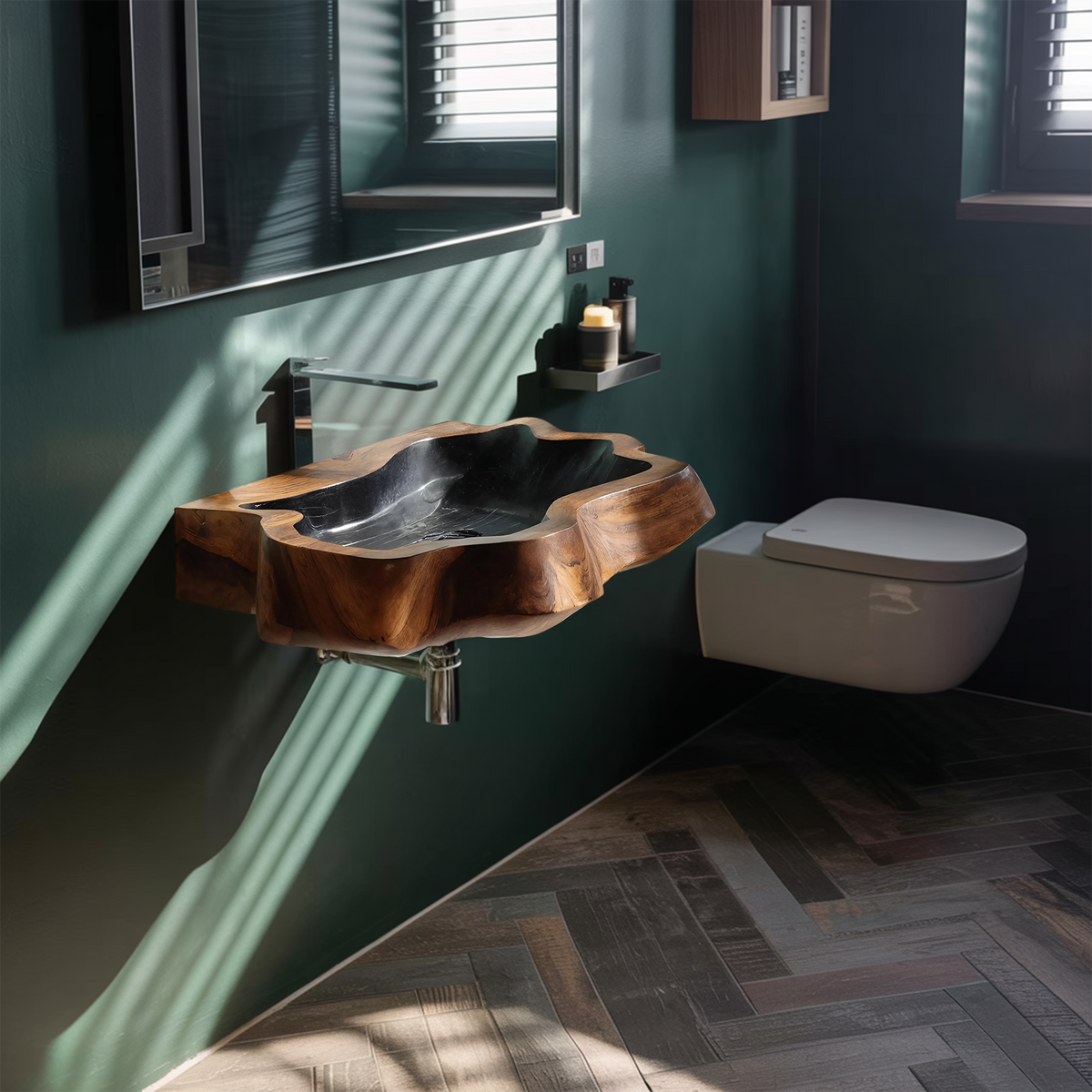 Farmhouse Wall Mounted Wooden Bathroom Sink For Classic Bathroom Design SILDTTNVS042