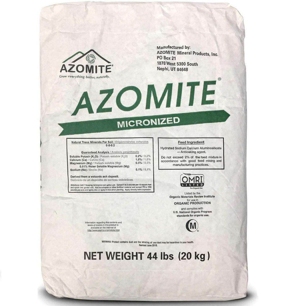Azomite Micronized Natural Mineral Product 44 lb Bag
